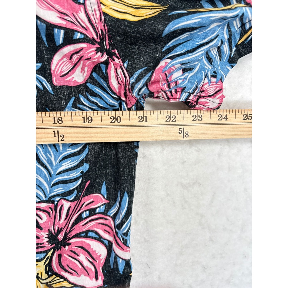 Levis Mens Medium Floral Tropical Short Sleeve Button Up Shirt Black Pink Yellow - Picture 5 of 7